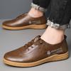 Spring new men's shoes fashionable versatile casual leather shoes soft sole soft surface lazy driving shoes