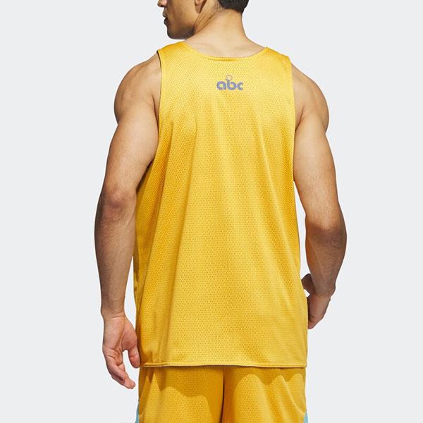 Adidas Letter Print Crew Neck Pullover Basketball Vest Men Tops Yellow IL2320
