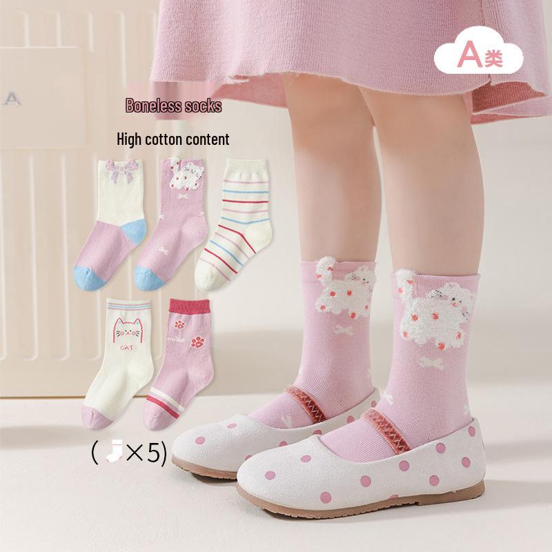 

Autumn/Winter Purple Cartoon Cotton Socks - Boneless, Anti-Pilling, Mid-Calf for Kids 1-3 years (Foot length 11-13cm, Shoe size 16-19)