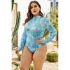 Costum de baie pentru femei de mărime mare 2XL-5XL Costum de baie dintr-o singură bucată cu mânecă lungă cu imprimare Îmbrăcăminte de plajă Îmbrăcăminte de înot impermeabilă