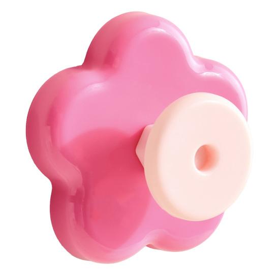 Flower Shape Suction Cup Hook, No-Drill Plastic Cabinet Handles, Rotatable Knob Adjustable Buckle for Kitchen Bathroom