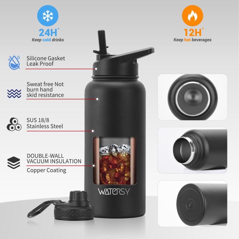 40oz Stainless Steel Insulated Travel Mug With Handle Loop Outdoor Sports Camping Office