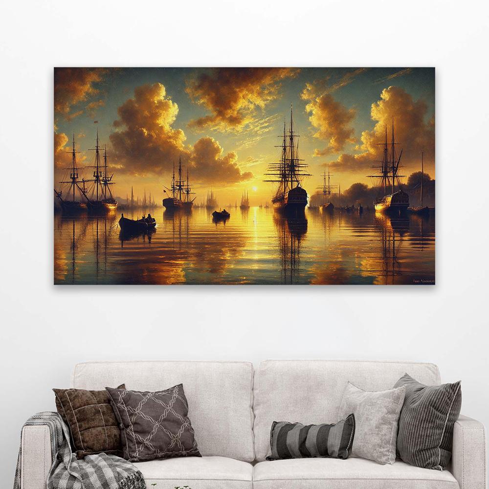 Vintage Large Size Painting Shipwreck Art Ocean Storm Shipwreck Art Print Poster Living Room Wall Canvas Painting Gallery Decor