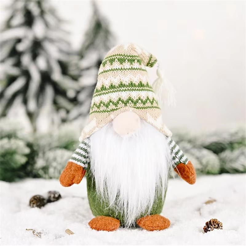Knitted Green Gnome Doll Figurine Christmas Faceless Doll Ornament Xmas Gift New Year Decoration For Home Office Children's Gift