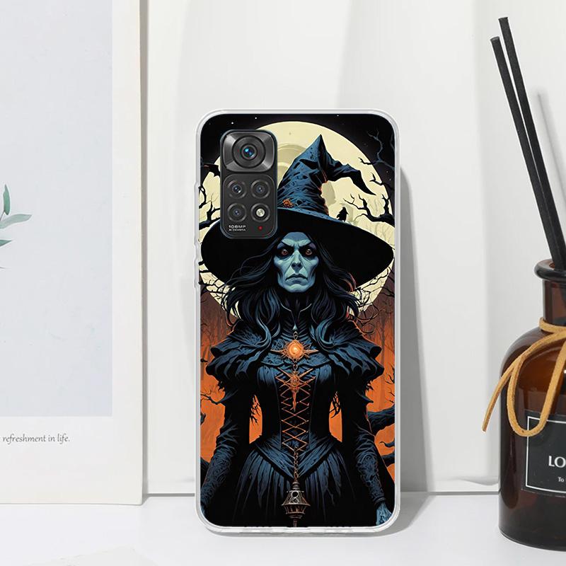 Halloween Moon Witch Horror Phone Case For Xiaomi Redmi Note 15 13 14S 14 Pro Plus 12S 11S 10S 12 11E 10 11T Art Fundas Back Cov