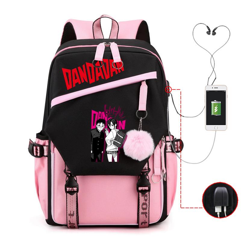 Dandadan Foreign Trade Children's Schoolbag Contrasting Color Neutral Backpack Usb Multi-functional Primary and Secondary School Backpack