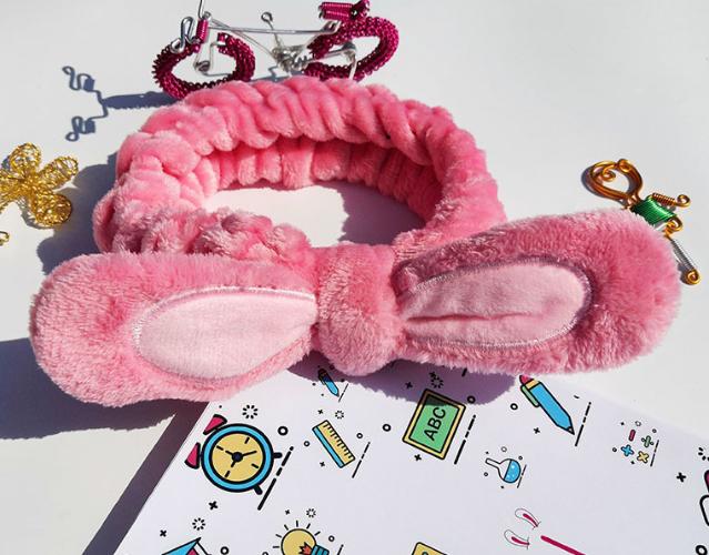 Cute Bunny Ears Women's Headband for Makeup Yoga Skincare Spa & Shower Soft & Funny for Washing Face
