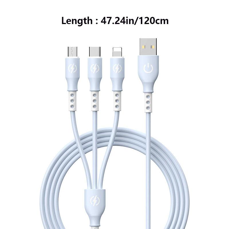 3 In 1 66W Data Cable Liquid 6A Super Fast Charging Fast Charging Three In One Charging Cable 1.2M