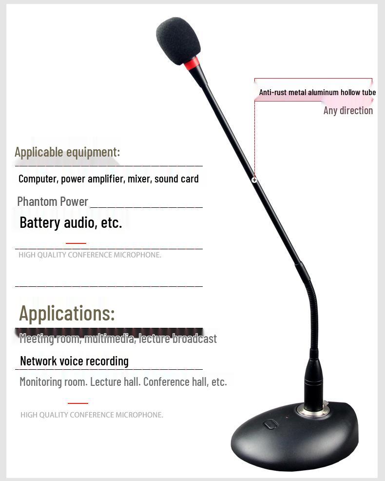 Gooseneck Wired Conference Microphone for Meetings, Broadcasting, and Speeches - Desktop Condenser Amplifier Mic