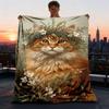 1pc Floral Cat Wreath Outdoor Flannel Blanket Soft All Season Polyester Throw , Perfect for Picnics & Travel , Picnic Accessory