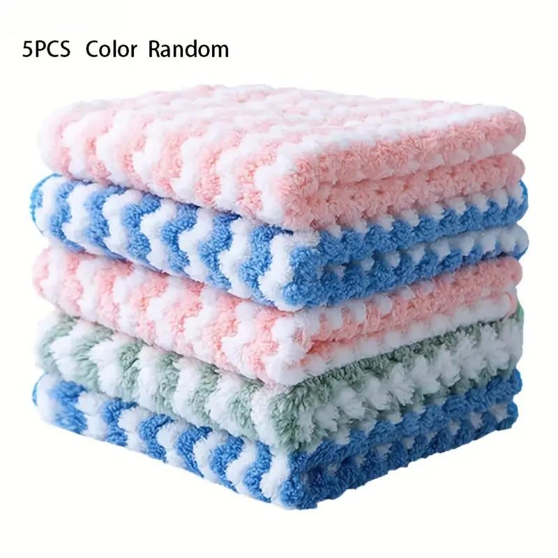 Super Absorbent Coral Fleece Kitchen Cleaning Rags with Scouring Pad - Available In Random Colors, 1, 5, or 10 Pieces