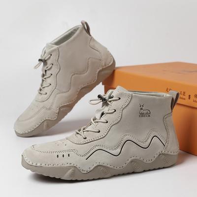 Damen Warme Lederschuhe in Übergröße aus Baumwolle, High-Top, verschleißfeste Freizeitschuhe für den Außenbereich