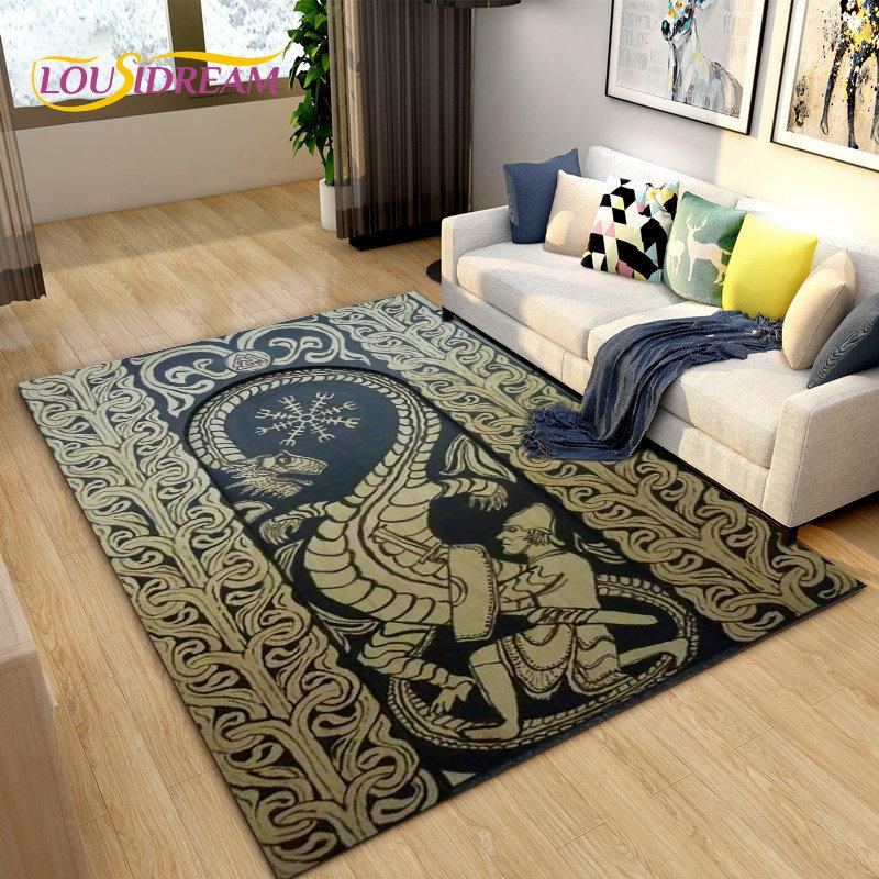 Vikings Nordic Mythology Odin Area Rug,Carpet Rug for Living Room Bedroom Sofa Doormat Decoration,Kids Play Non-slip Floor Mat