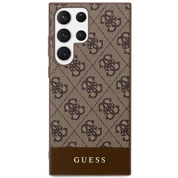 Guess Guhcs24Lg4Glbr S24 Ultra S928 Brązowy/Brown Hardcase 4G Stripe Collection