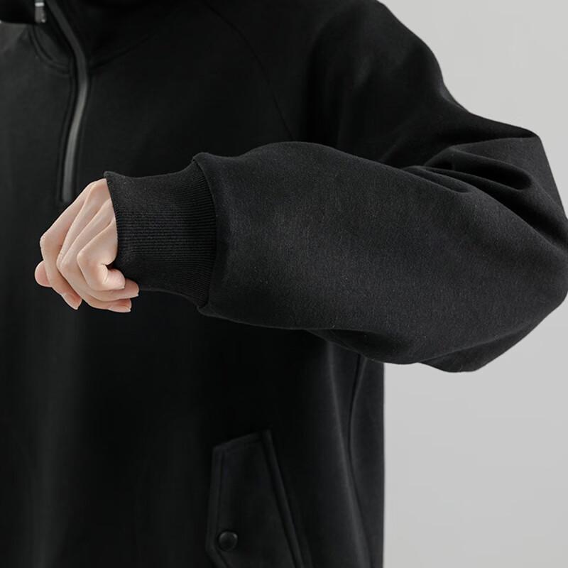 Mao Ren Men's Casual Half-Zip Hooded Sweatshirt