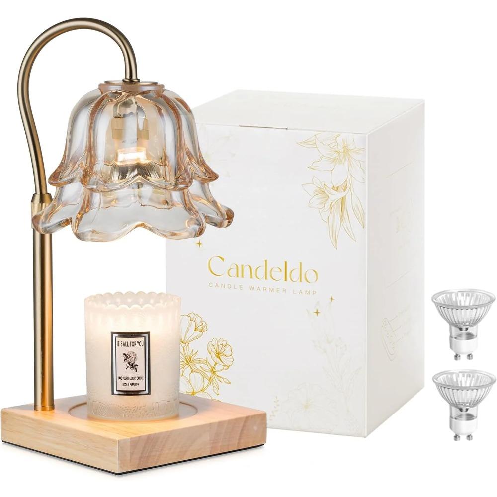 Candle Warmer Lamp with Timer: Flower Gold Candle Lamps Height Adjustable Wax Melt House Warming Gifts New Home Decor EU Plug