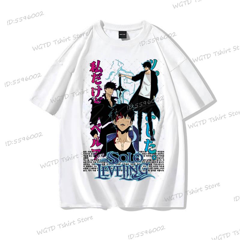 Anime Solo Leveling T Shirt Vintage Sung Jin Woo T-shirts Men Women Cotton Streetwear Short Sleeve Manga Solo Leveling Tops Tees