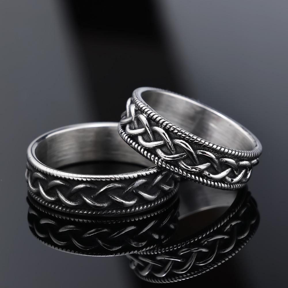 Trendy Titanium Steel Braided Ring for Men and Women Minimalist Fashion Jewelry