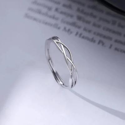 Anillos Geométricos Ajustables de Plata de Ley 925 Auténtica con Línea de Cruz para Mujer Joyería Fina de Lujo Ligero Accesorios Minimalistas