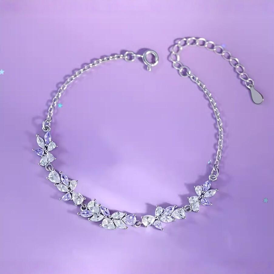 Exquisite S925 Sterling Silver Violet Bracelet for Women - Elegant Design, Perfect Gift for Best Friend or Girlfriend’s Birthday