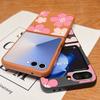 Fresh Style Cherry Blossom Pattern Case For Samsung Z Flip 7 6 5 4 Leather Texture Folding Fhone Cover For Galaxy Z Flip7 Flip6 Flip5