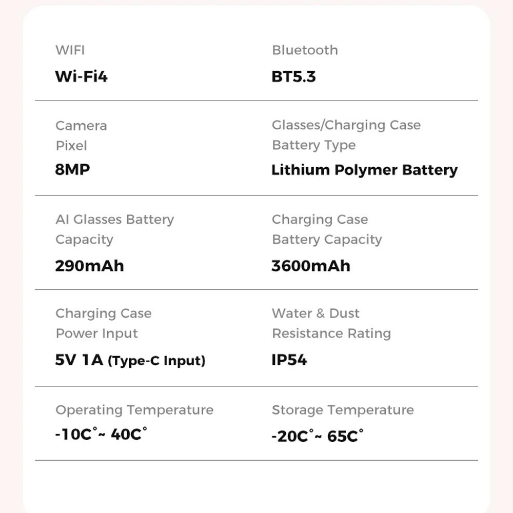 4K 800W HD Camera AI Smart Glasses Men Record Video 3790mAh Battery Languages Translation 3D Music Player Glasses With Camera