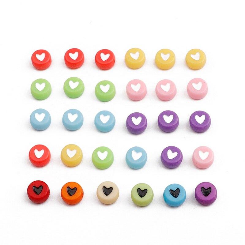 100PCS Acrylic Love Heart Loose Spacer Beads for Jewelry Making