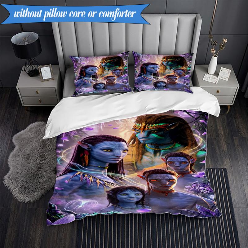 3-teiliges Ava-tar Abenteuer Bettwäsche-Set, Enthält 1 Stück Bettbezug und 2 Stück Kissenbezüge. Perfekt für Schlafzimmer, Wohnheim, Weihnachtsgeschenk für Fans