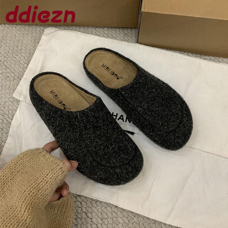 Fashion Winter Warm Ladies Flats Slippers Fur Shoes Casual Outdoor Indoor Fashion Furry Women Slippers Mules Female Slides Shoes