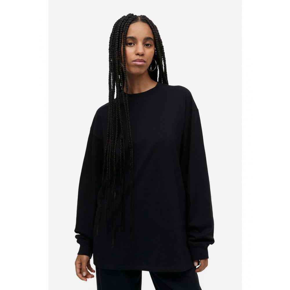 

Трикотажный топ с длинным рукавом H&M, черный 1113691001