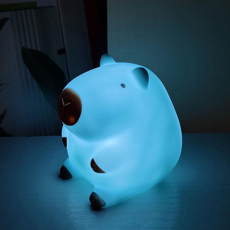 Niedliches Cartoon Capybara Nachtlicht Batterie Dimmbar Schlaf Nachtlampe Für Kinderzimmer Dekoration