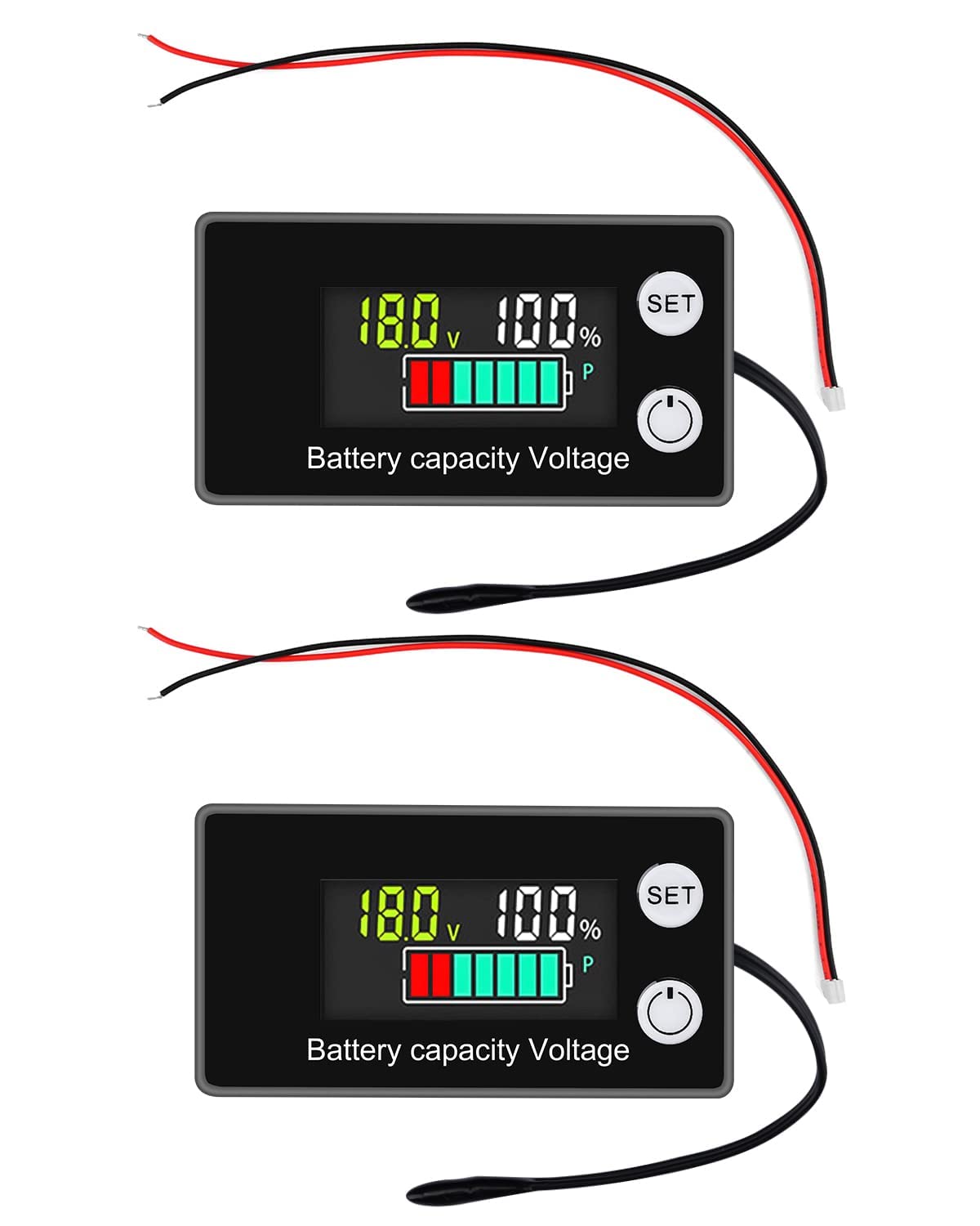 

2Pcs Battery Meter, DC8-100V LCD Digital Voltmeter Battery Tester 2-wire Car Battery Display Lance Meter