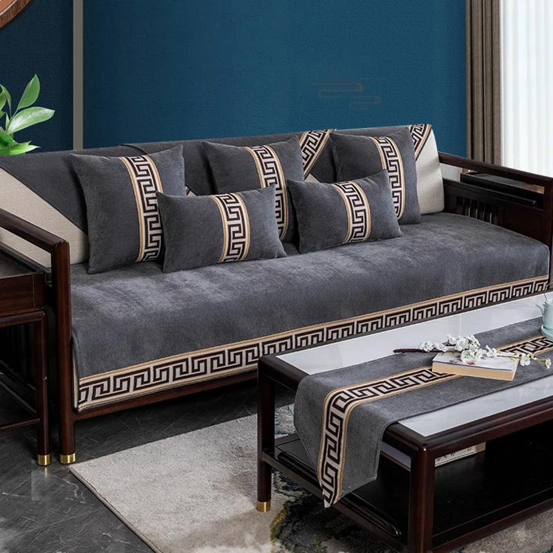 1 st Ny Kinesisk Stil Chenille Soffkudde Lyxig Klassisk Halkfri Modulsoffa Mjuka Sofföverdrag för Hoom hall Fåtöljöverdrag