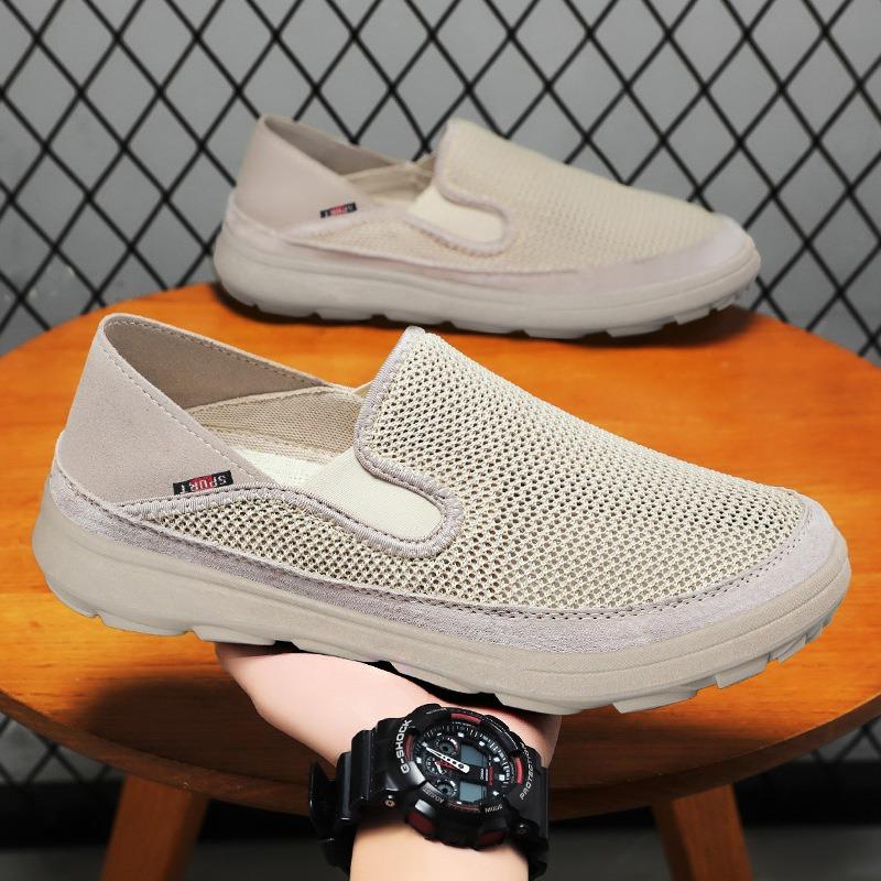 Atmungsaktive und geruchlose vielseitige Stoffschuhe für Herren, lässige weiche Sohle, können auch mit einem Fuß getragen werden