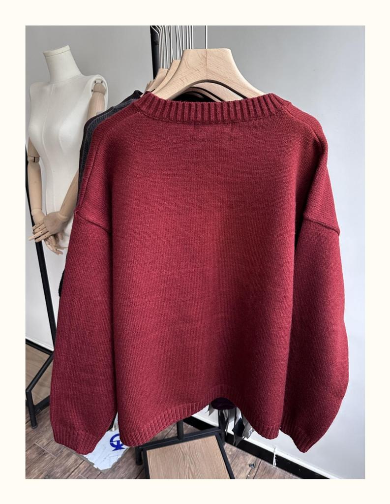 Xiao Wang's Winter Korean-Style Loose Plus Size Casual Knitted Cardigan Sweater