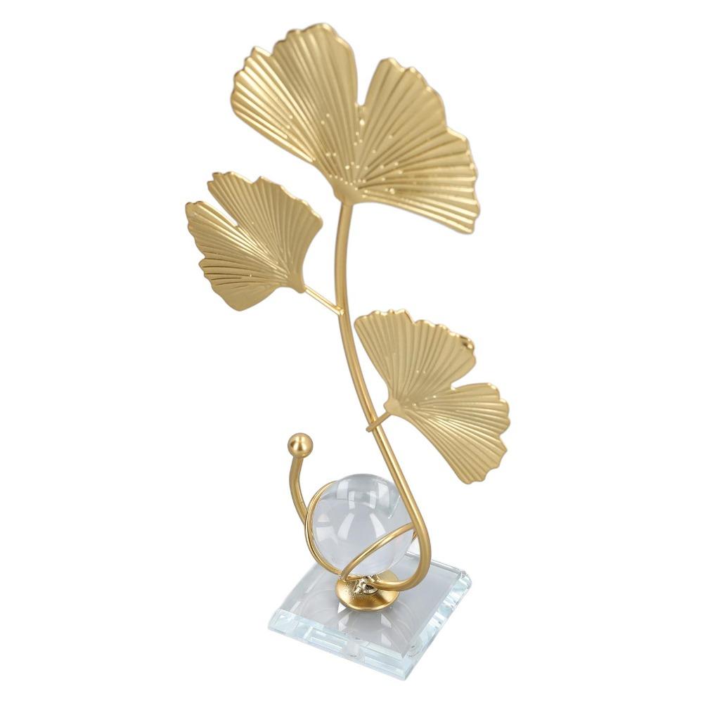 10in Nordic Desktop Display Decor Gold Metal Leaf Sphere Table Ornament  Entryway Console Display
