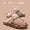 Waterproof cotton slippers autumn and winter 2025 new home warm thick bottom PU leather surface antibacterial cotton slippers