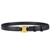 Color Solid Fashionable Gold Buckle Design Women Double Layer Belt Cowhide