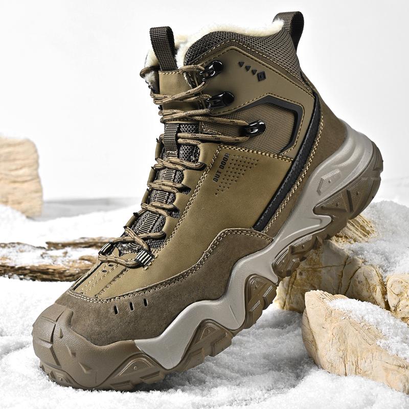 Comfy Leather Men's High Top Shoes Fashion Men Ankle Boots New Design Outdoor Hiking Boots Non-Slip Male Casual Shoes Sneakers