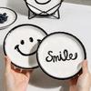 6PCS Smiling Plate Set Korean INS With Metal Rack Dessert Ceramic Plate Fruit Cake Dish Breakfast Bread Tray Dishs Decor Display