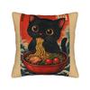 Cat Ramen Anime Kawaii Cat Pillow Case  Square Pillow Cover For Chair Sofa Home Decor Kawaii Pillowcases