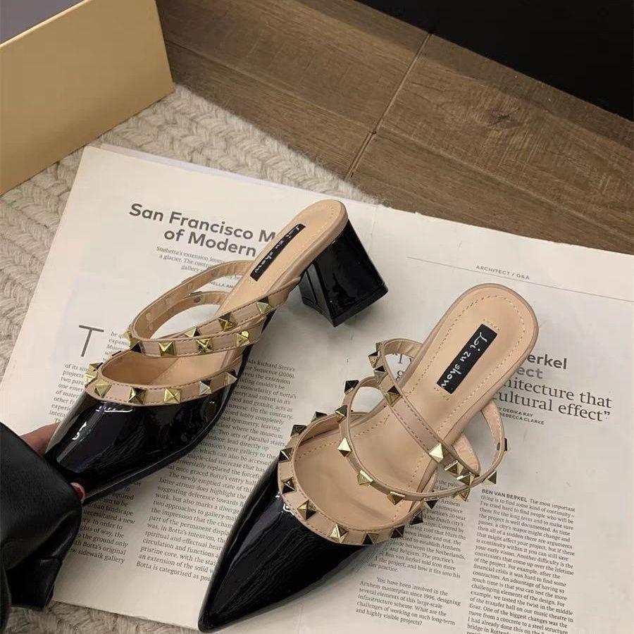 Shoe Category Pointed Toe Slippers With Rubber Sole For Womens Fashion And Office Wear