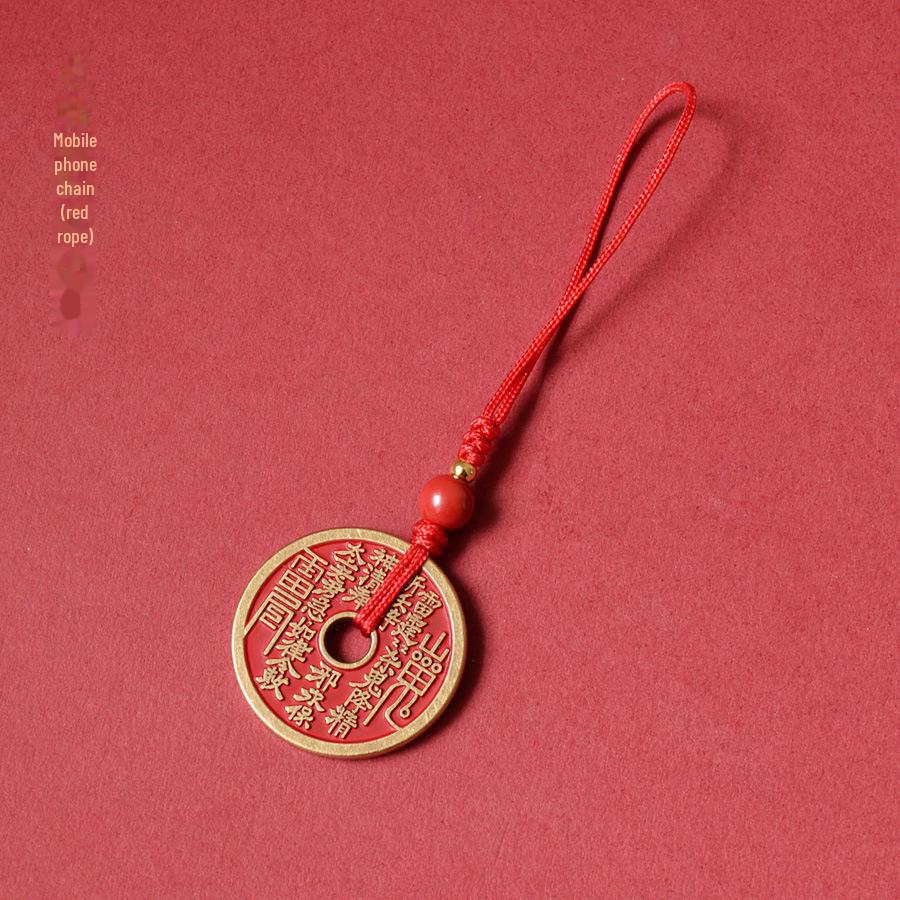 

Кіноварна Гора Ручна Робота Латунний Брелок та Намисто з Підвіскою у вигляді Стародавньої Китайської Монети-Привида Cinnabar Mountain Ghost Coin