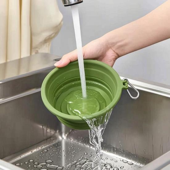 Ciotola Pieghevole per Cani, Ciotola Pieghevole per Gatti con Moschettone, Ciotola Portatile in Silicone per Animali Domestici Cani Gatti Viaggio Campeggio