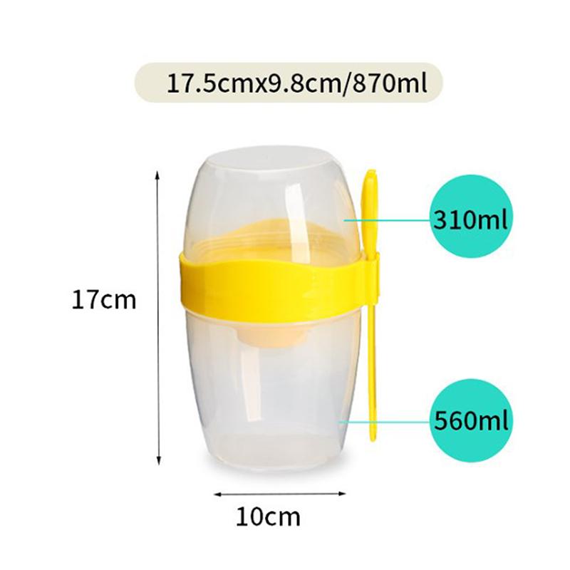 Snídaně ovoce Ovesný jogurtový salátový kelímek s víčkem lžička Dvouvrstvý úložný prostor potravin Přenosný fitness kelímek pro snížení hmotnosti