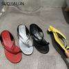 Fashion SUOJIALUN 2025 Summer New Brand Women Slipper Fashion Narrow Band Ladies Elegant Flip Flop Square Low Heel Dress Slides Shoes