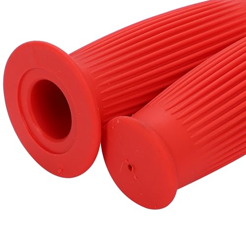 nakira Motorcycle Grips, Moped Handlebars, 22.2mm, Left and Right Set, Rubber F Type (Red)