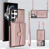 Lanyard Leather Wallet Phone Case for Samsung Galaxy S25 S24 Plus S23 FE S22 Ultra S21 S20 S10 Note 20 Flip Stand Cover Back Bag