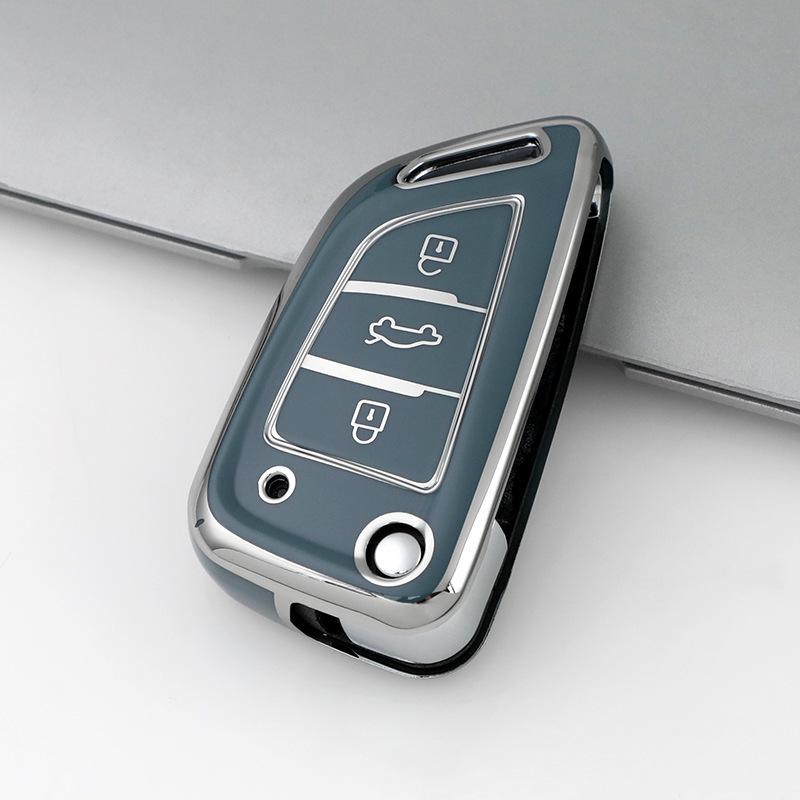 Applicable TPU Key Bag for Modified Aftermarket KD Sub-Machine Key Case with Silver Edge Keychain.