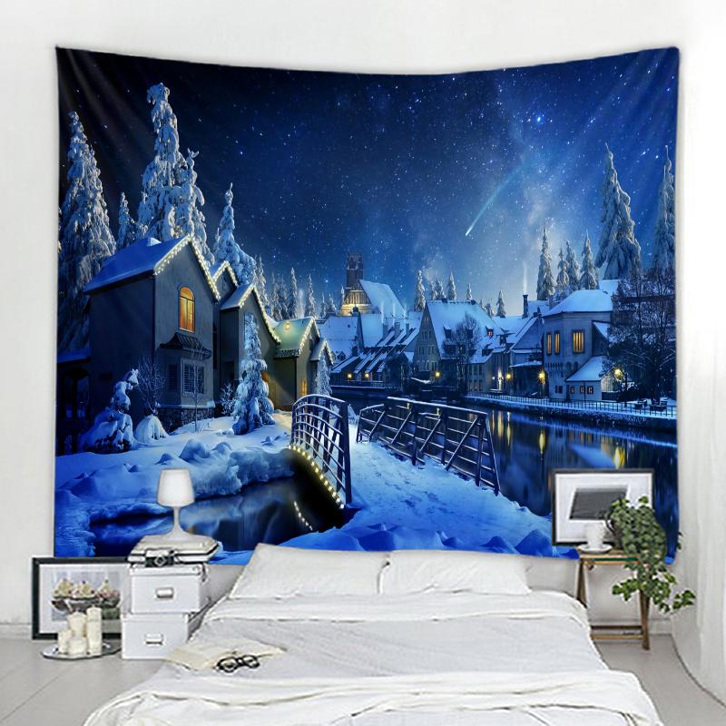 

Рождественский декоративный гобелен со снежинкой, Рождественская атмосфера, фон, гобелен, Рождественский домашний фон, гобелен 230x180cm